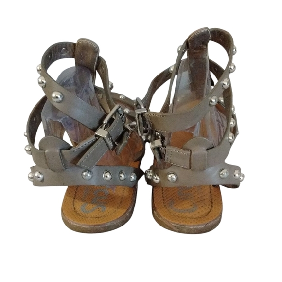 Sam Edelman Circus Eavan Studded Leather Gladiator Sandals in Green/Taupe Sz 6 - Picture 6 of 11